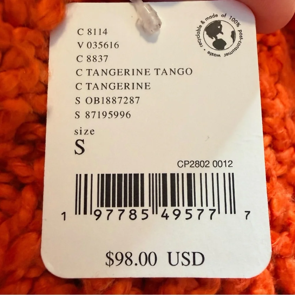 NEW FREE PEOPLE In a Swirl Pullover Sweater in Tangerine Size S